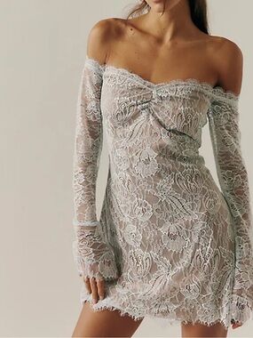 Retrofete Aino Lace Dress in blue size L